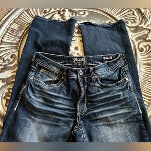 Vintage BUCKLE Salvage Dark Blue Denim Jeans 31 R 31R